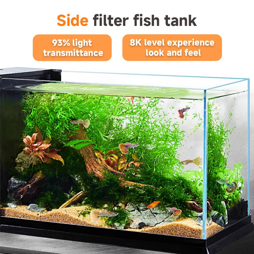 Yee factory wholesale ultra clear white glass fish tank desktop aquarium tank with aquarium accessories internal filter