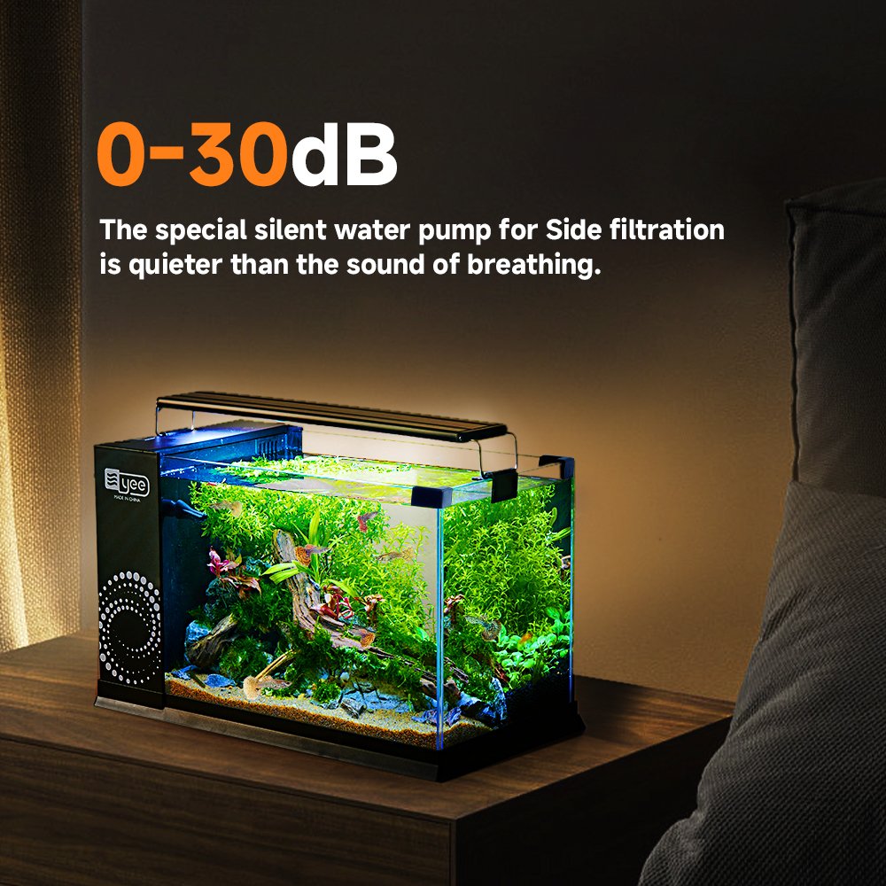 Yee factory wholesale ultra clear white glass fish tank desktop aquarium tank with aquarium accessories internal filter