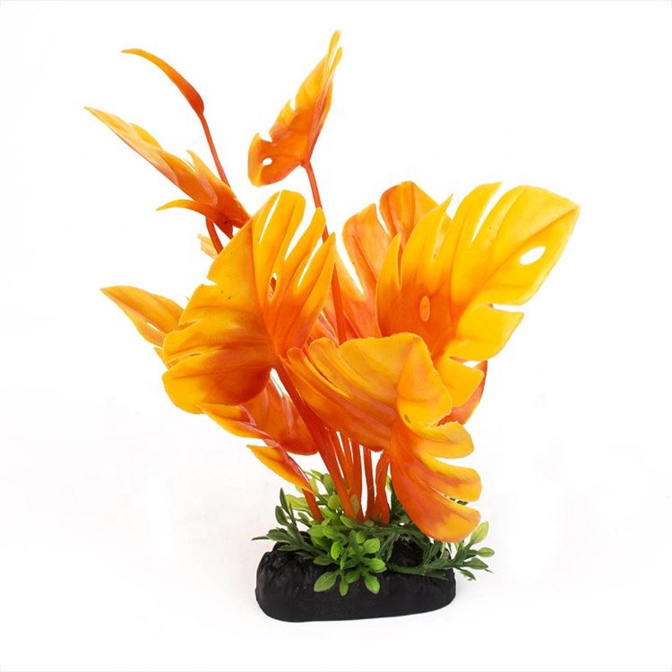 Aquarium decorations large simulation leaf artificial plants ornament fish tank decor