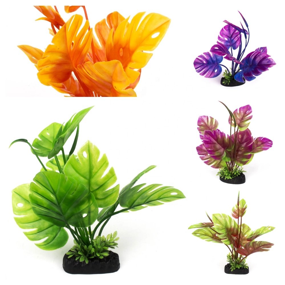Aquarium decorations large simulation leaf artificial plants ornament fish tank decor