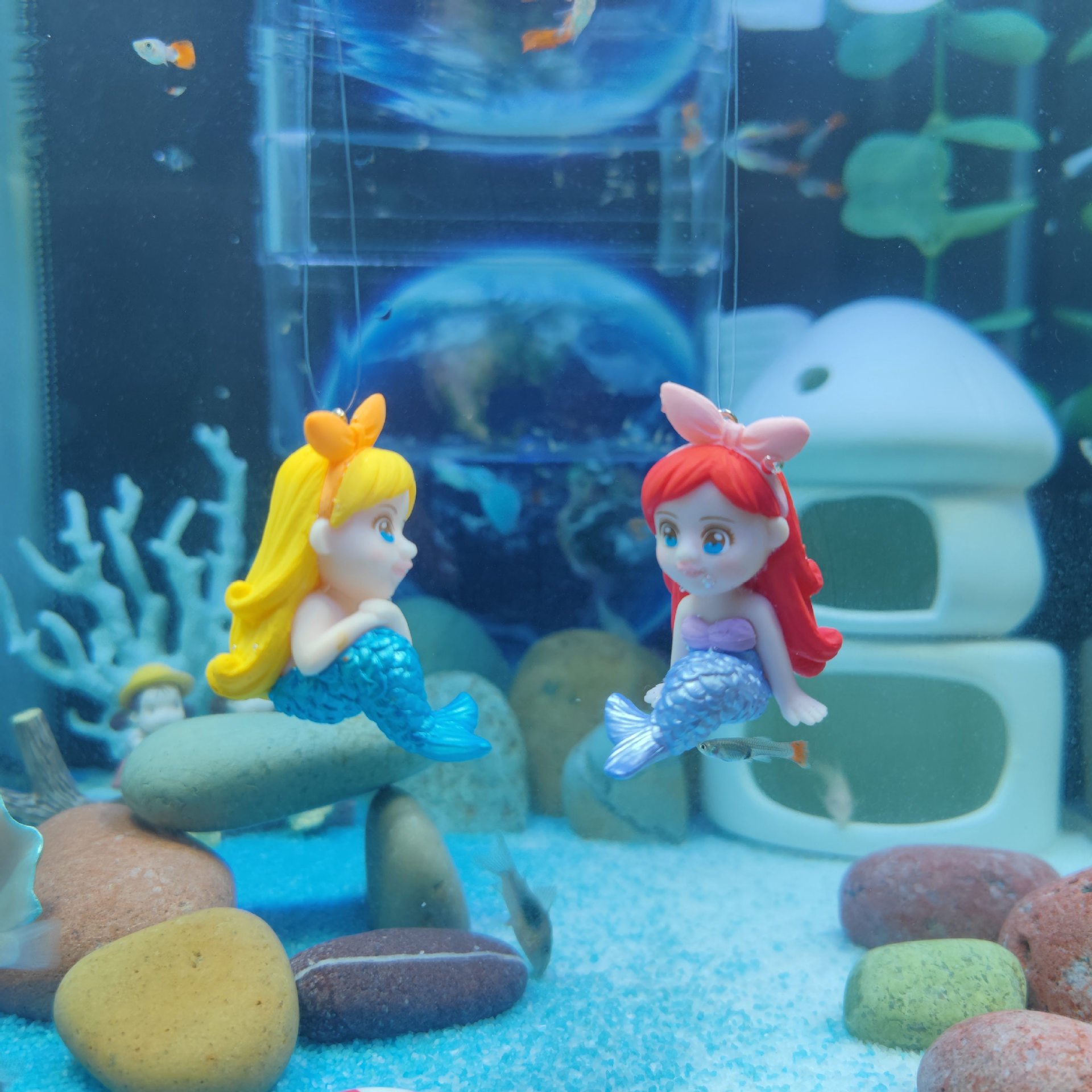 Mermaid Design Aquarium Accessories Landscaping Cute Fish Tank Decoration Pvc Fish Tank Ornaments