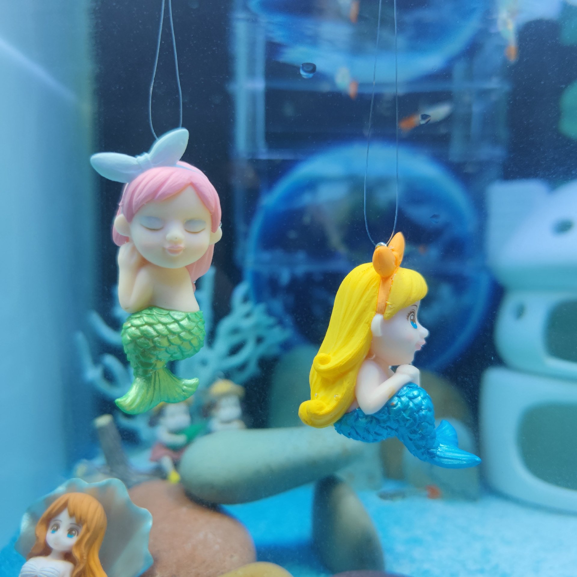 Mermaid Design Aquarium Accessories Landscaping Cute Fish Tank Decoration Pvc Fish Tank Ornaments