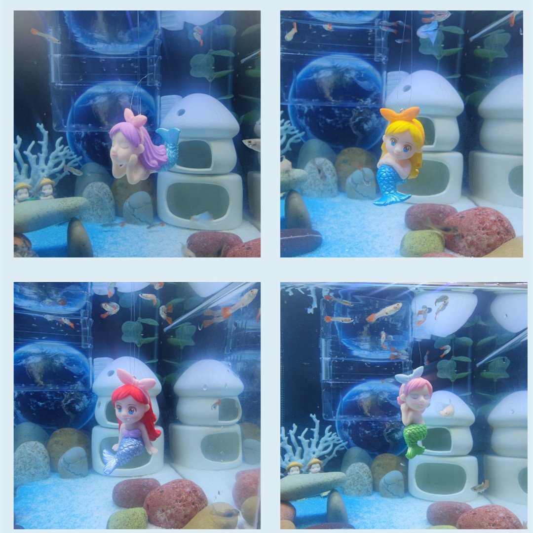 Mermaid Design Aquarium Accessories Landscaping Cute Fish Tank Decoration Pvc Fish Tank Ornaments