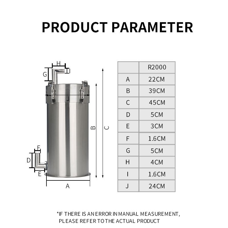 WYIN Aquarium filter bucket fish filter aquarium with service Fish tank stainless steel filter barrel