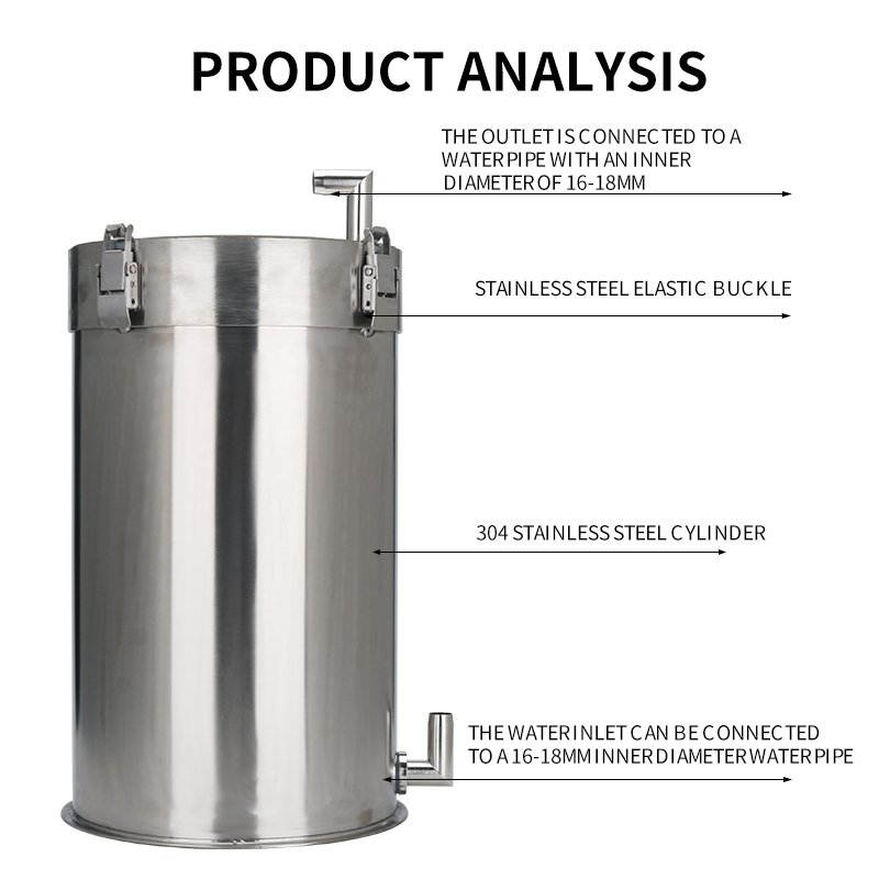 WYIN Aquarium filter bucket fish filter aquarium with service Fish tank stainless steel filter barrel