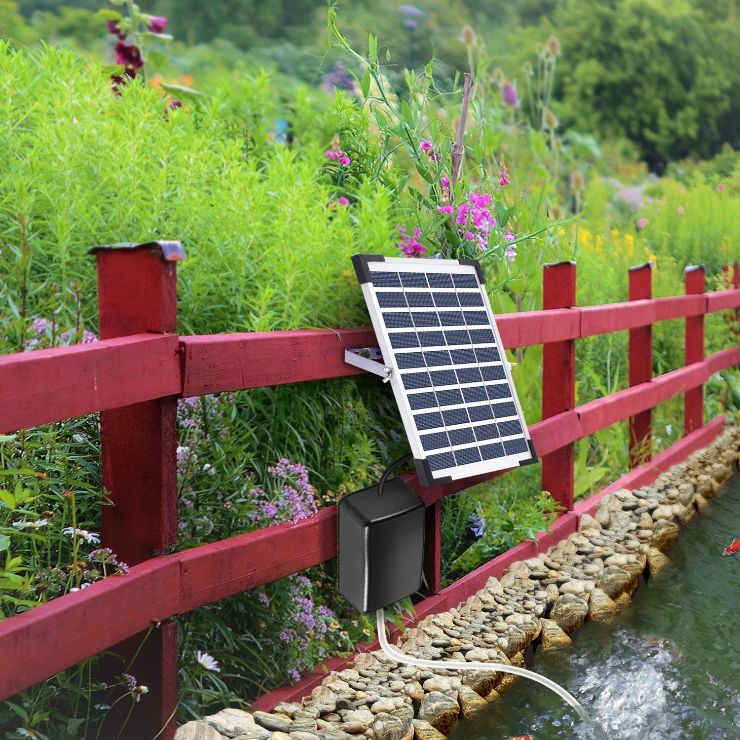 Outdoor Solar Powered Panel support USB rechargeable Air oxygenator Oxygen Pump for Fish Pond/Fish Tank/Aquarium Pond
