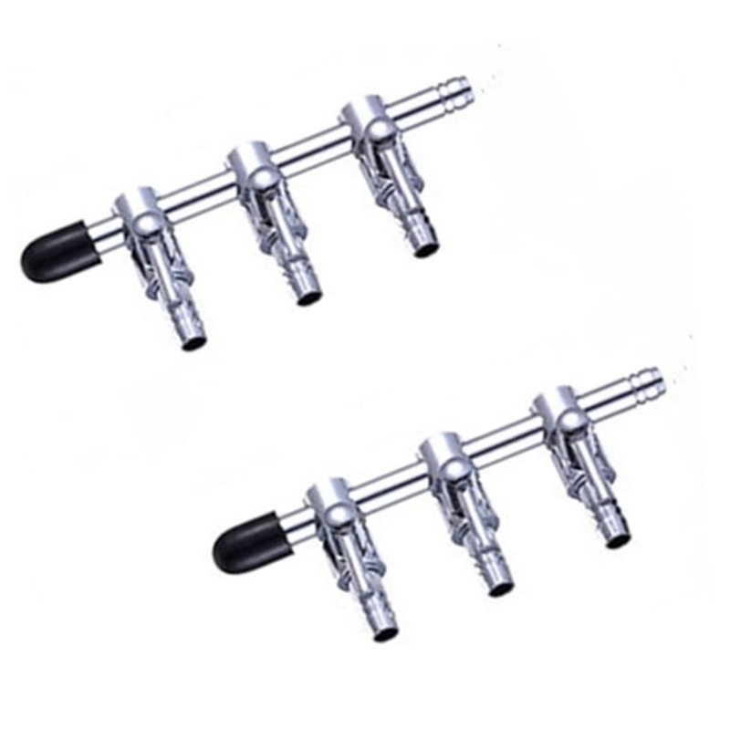 3- Way Aquarium accessories Chrome Metal Gang Manifold Air Line Control Valve Air Tap Air Splitter