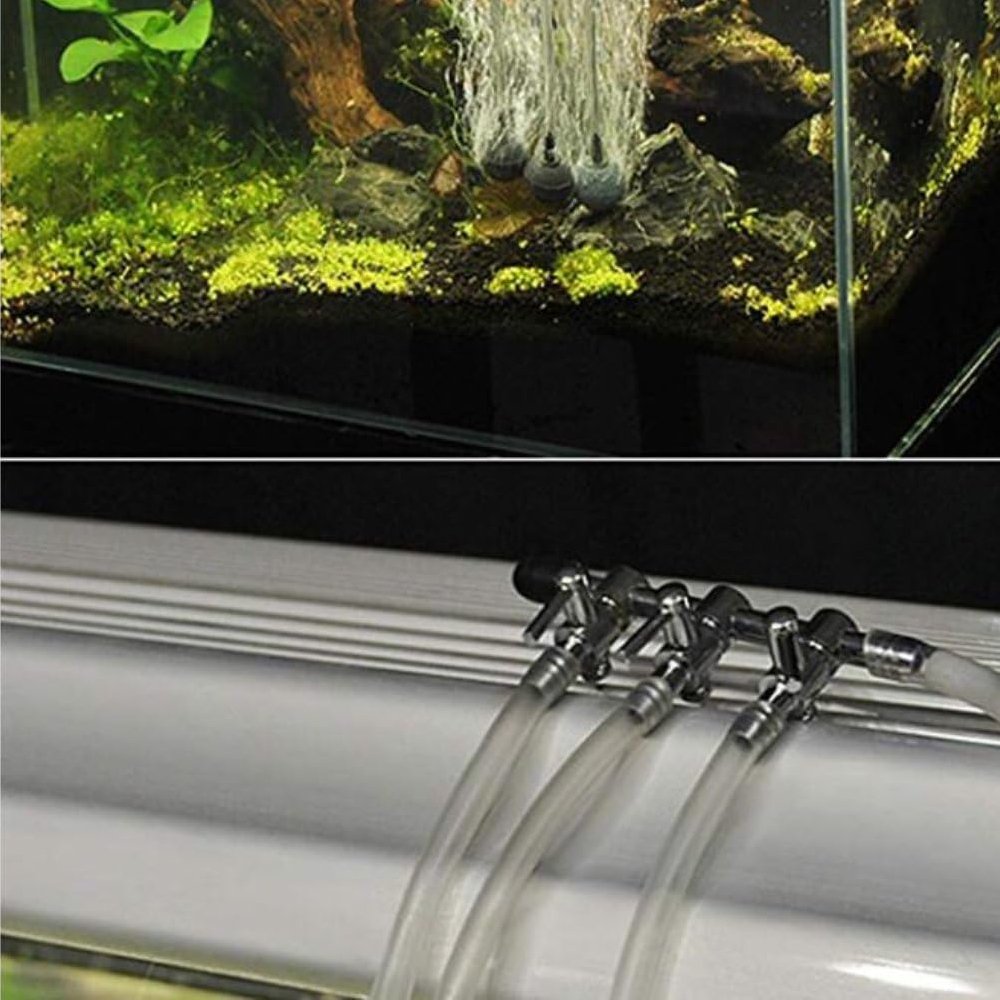 3- Way Aquarium accessories Chrome Metal Gang Manifold Air Line Control Valve Air Tap Air Splitter