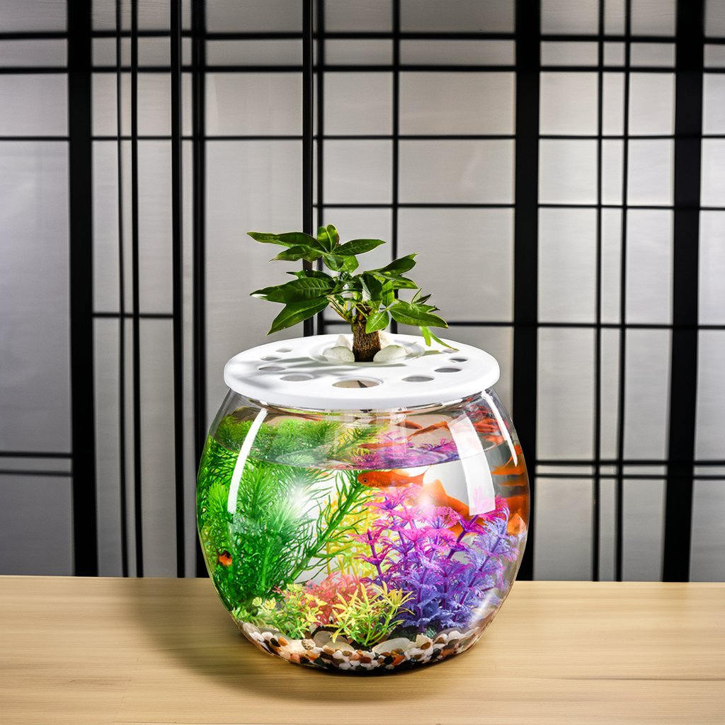 Small Transparent Plastic Goldfish Tank Desktop Office Aquarium with Fall Drum Water Usage for Office Viewing for Turtle Tank