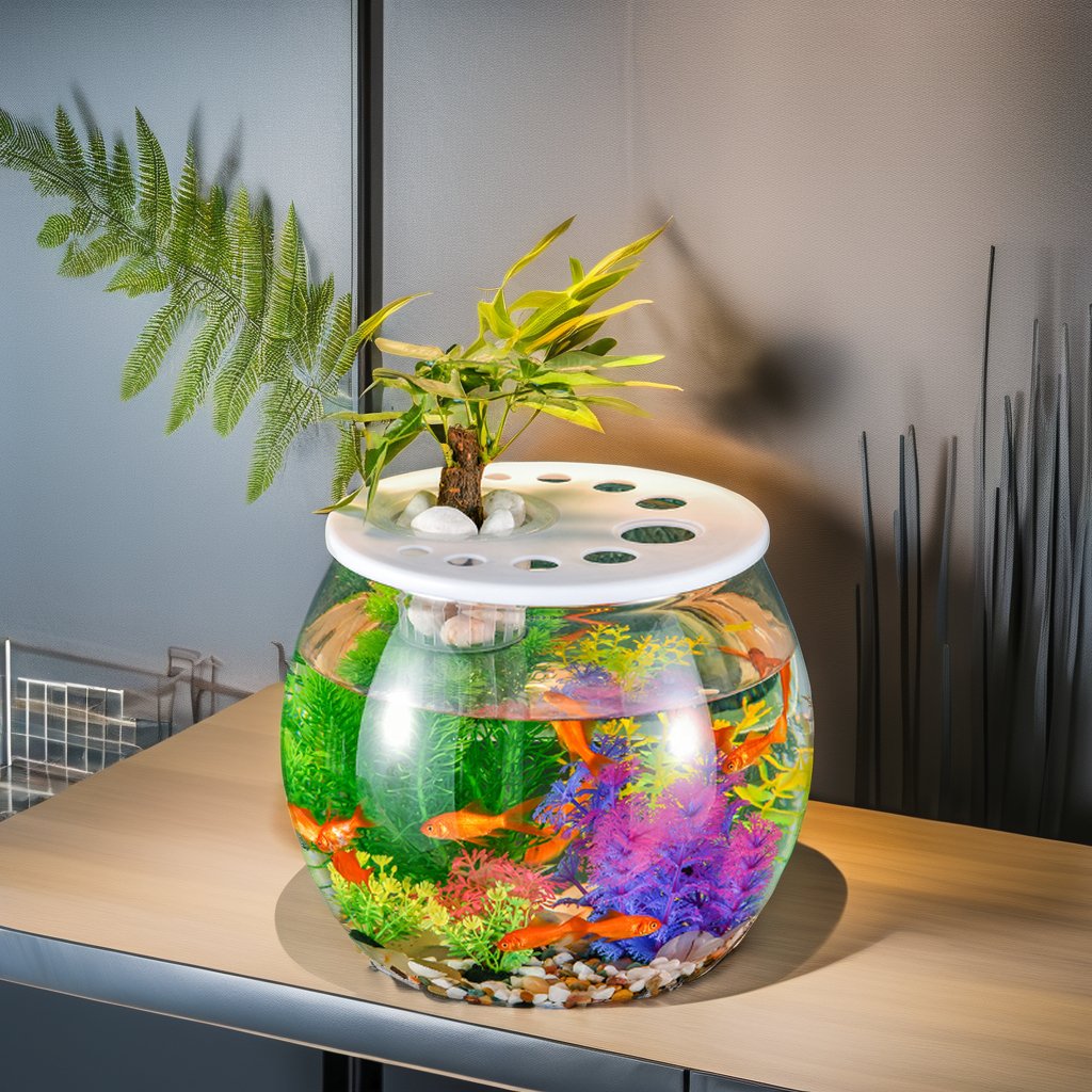 Small Transparent Plastic Goldfish Tank Desktop Office Aquarium with Fall Drum Water Usage for Office Viewing for Turtle Tank