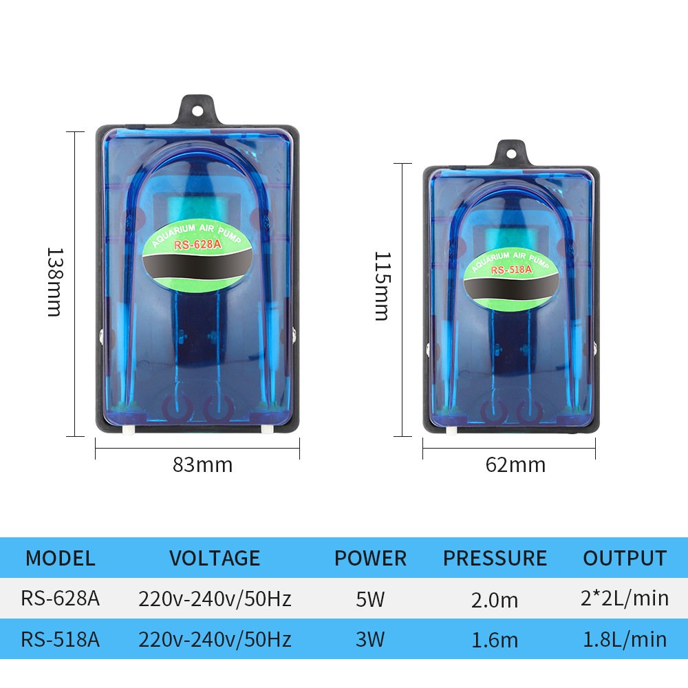RS Pump RS-248A RS-518A RS-248A RS-348A RS-628A Single line aquarium super air pump with color box