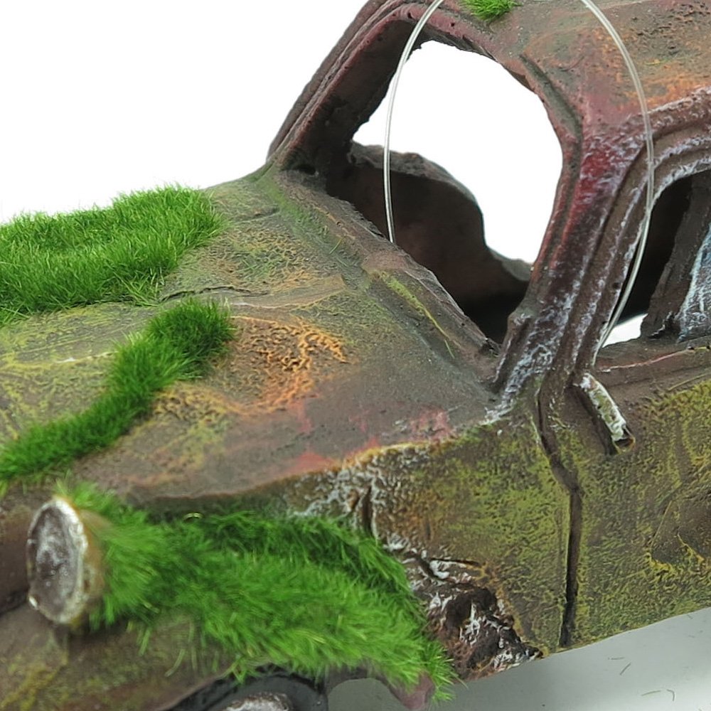 Resin Fish Tank Ornament Cave Aquarium Decoration Damaged Car Fish Tank Decoration Landscaping