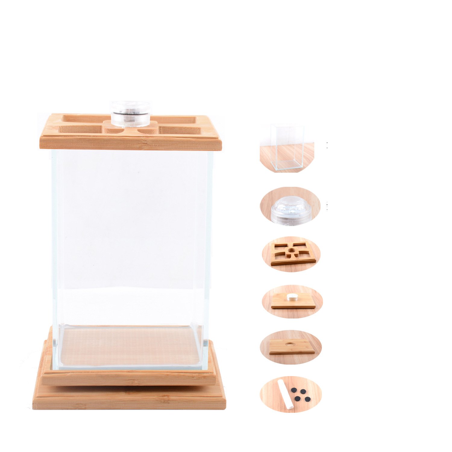 Desktop decorate rotating square Aquariums creative Bamboo Wood Ecological Fish Tank