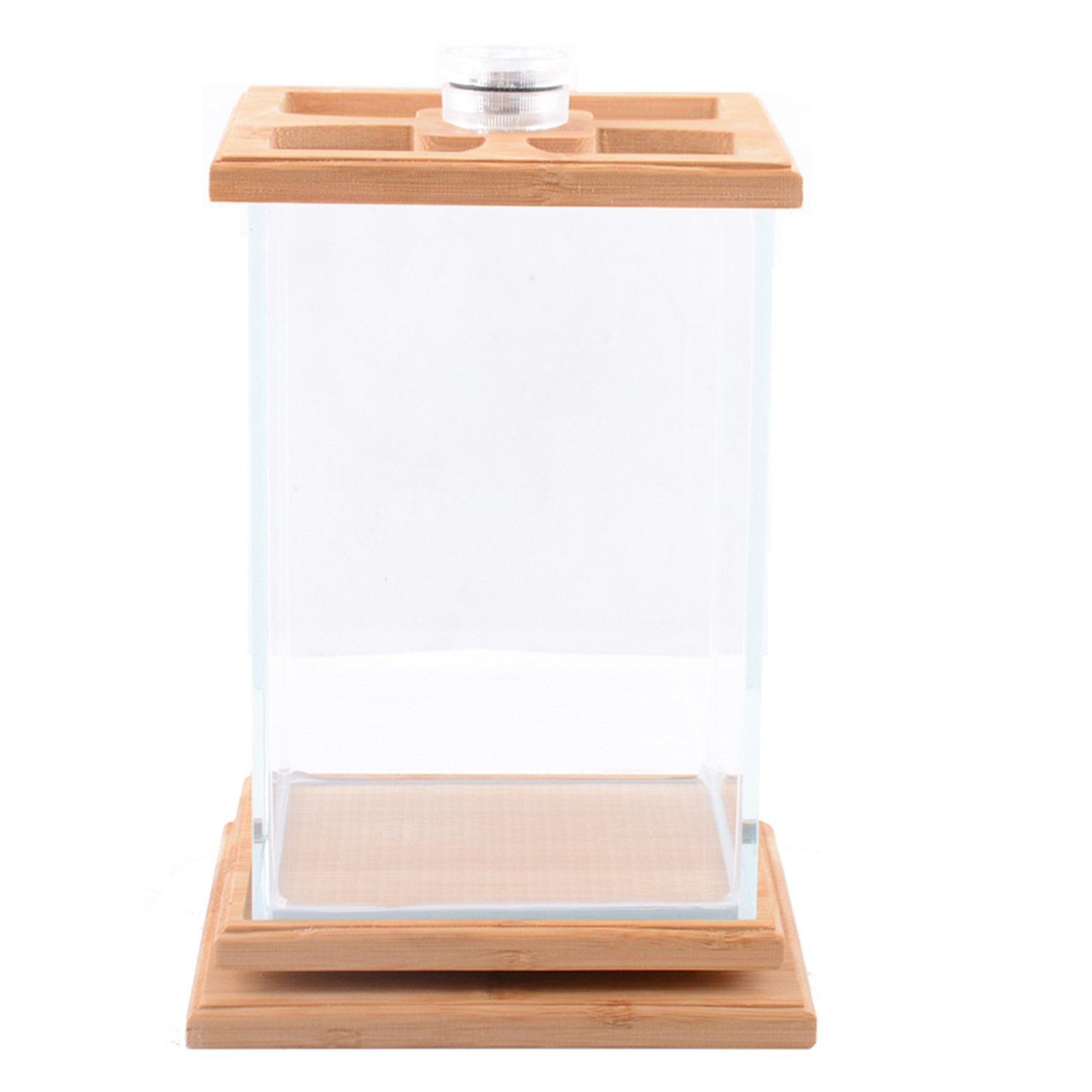 Desktop decorate rotating square Aquariums creative Bamboo Wood Ecological Fish Tank