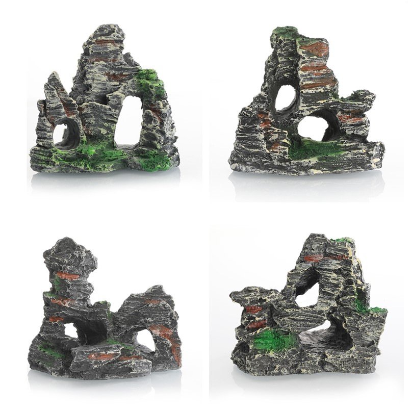 Resin Rockery Mountain View Decor Mountain Rocks Aquarium Fish Tank Landscape Rock Hiding Cave Aquarium Ornament For Fish