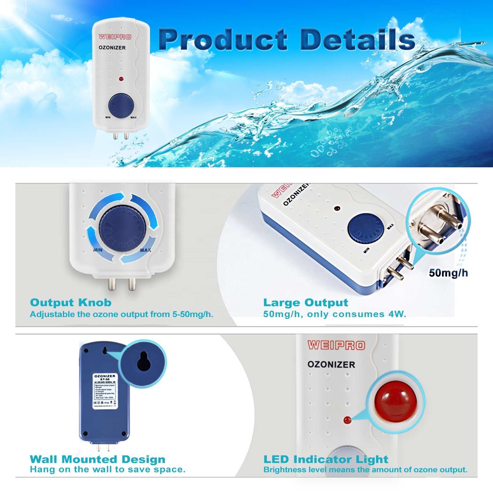 New Arrived Aquarium Ozone Generator Fish Tank Ozonizer Machine for Water Treatment