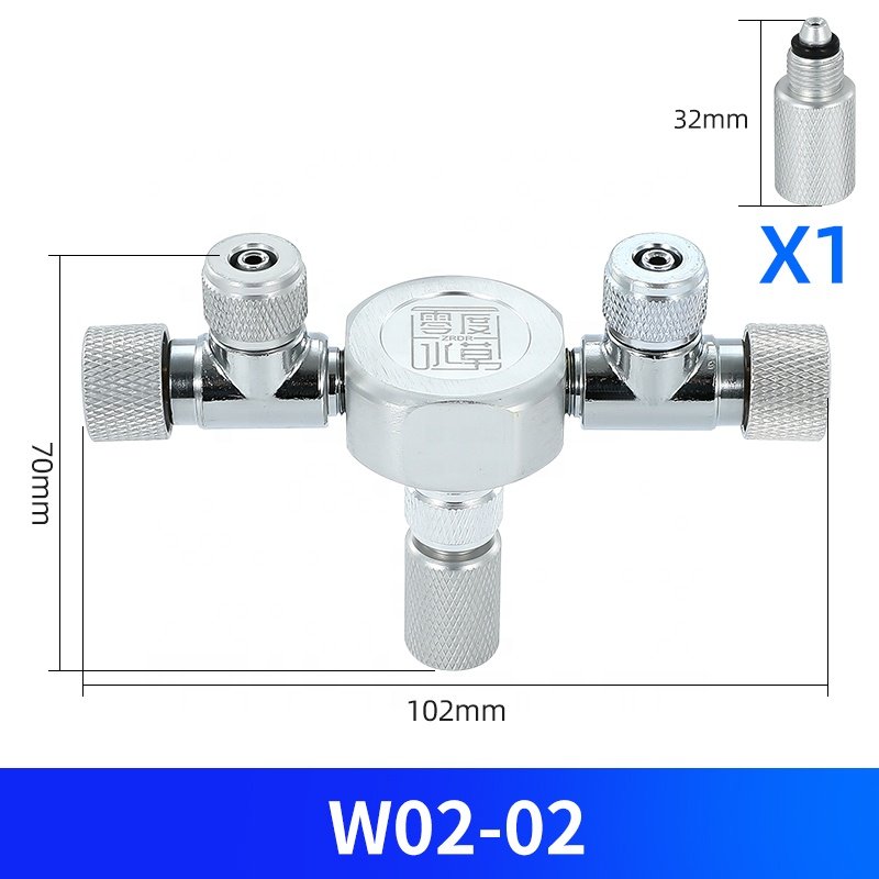 WYIN ZRDR Aluminum alloy W02-02 1 Turn 2 Air Outlet Aquarium Co2 Distributor Splitter