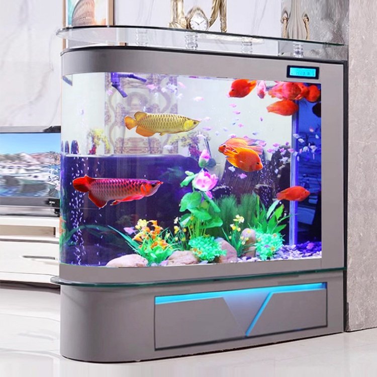 Customized large cube ultra clear glass aquarium Bullet Screen fish tank for living room divider tank aquarium