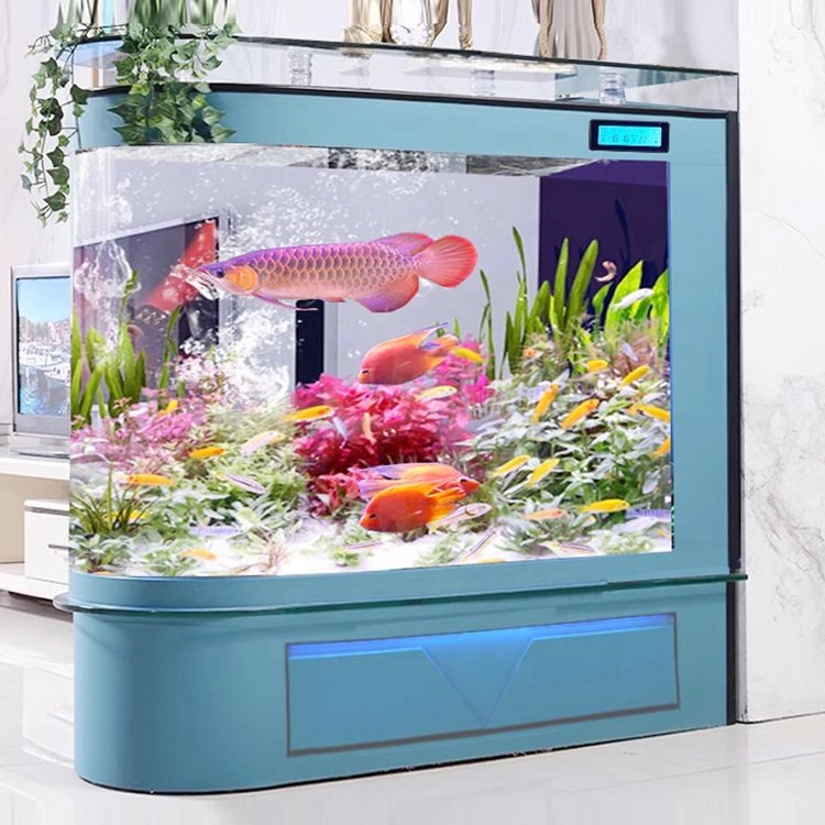 Customized large cube ultra clear glass aquarium Bullet Screen fish tank for living room divider tank aquarium