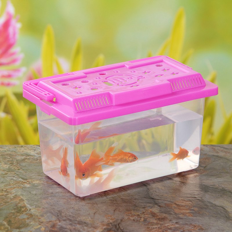 Small Transparent Plastic Fish Tank for Goldfish and Turtles for Children's Household Use Stall Carrying Water Features