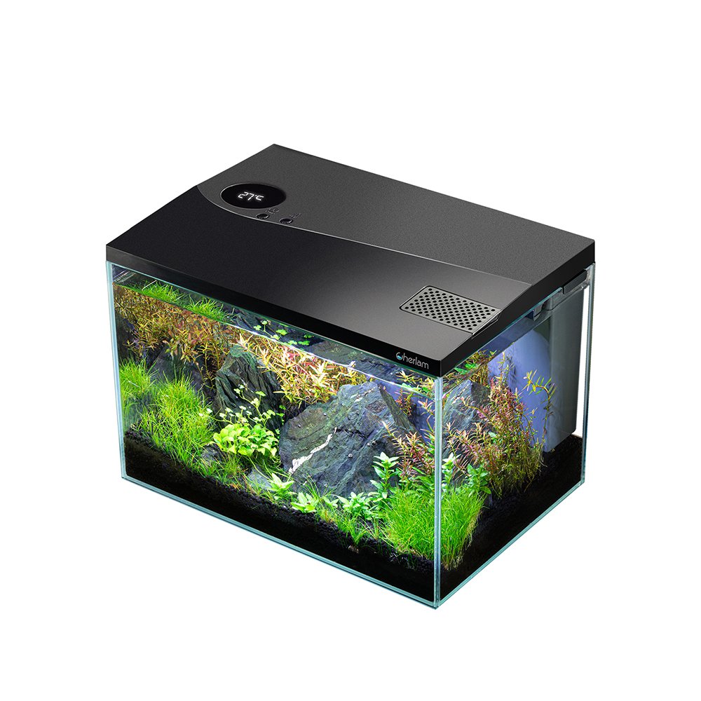Cherlam Ultra-white Glass Fish Tank Small Ecological Fish Tank Tabletop Water-free Aquarium with LED Light Smart Small Fish Tank