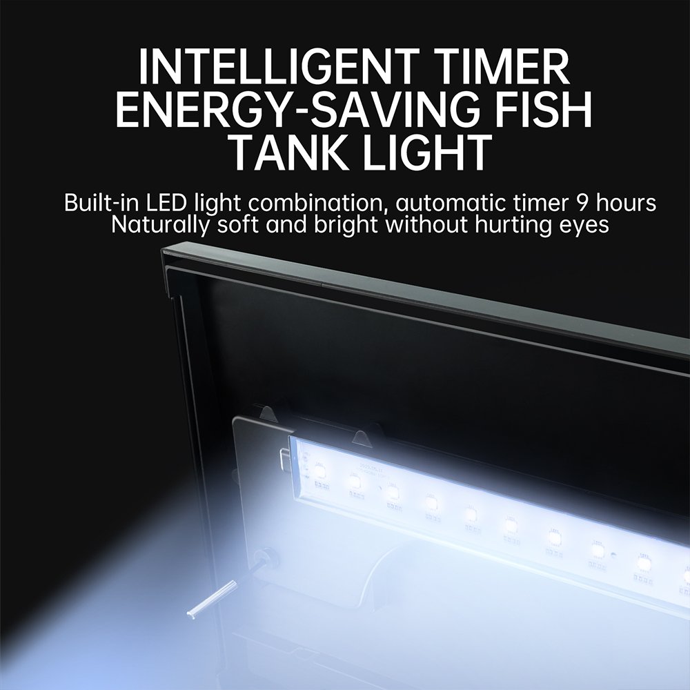 Cherlam Ultra-white Glass Fish Tank Small Ecological Fish Tank Tabletop Water-free Aquarium with LED Light Smart Small Fish Tank