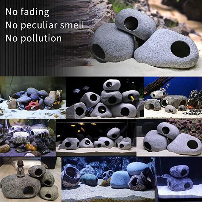 Stackable ceramic fish tank rocks decoration aquarium hiding rock cave for betta shrimp cichlid hiding breeding spawning decor