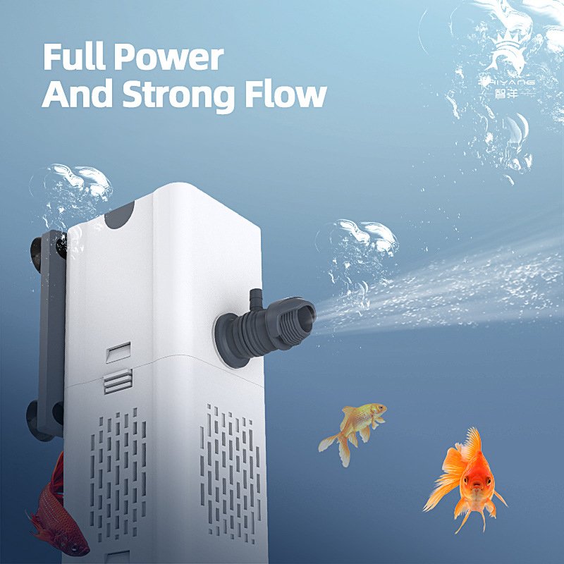 4 in 1 Fish Tank Biochemical Filtration Canister with Water Pump Wave Maker for Air Supply Aquarium Submersible Internal Filter