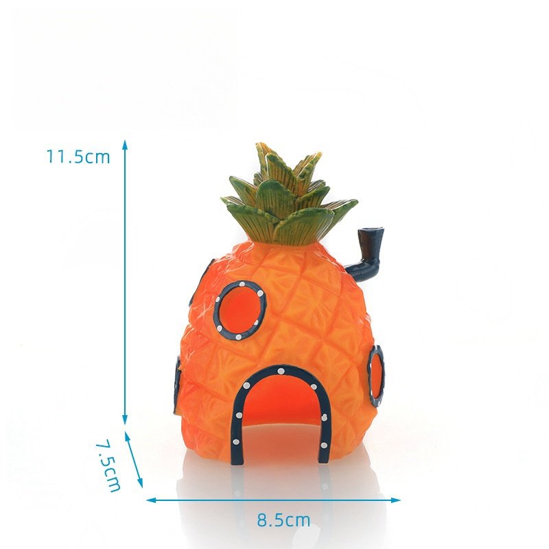 New Trendy Fish Tank PVC Cartoon Crafts Home Decoration SpongeBob Pineapple House Resin Aquarium Accessories Landscape