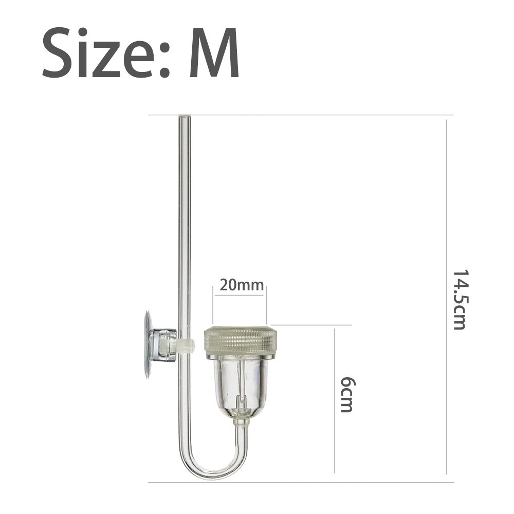 High Quality U-Shape Aquapro CO2 Diffuser Atomizer Bubble Counter for Aquarium Plants Made from Glass Acrylic with Medium Sucker