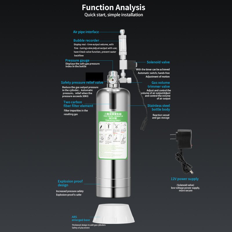 WYIN ZRDR CO2 Cilindro de Gas Acuario Diy CO2 Generadores Sistema Kit Para Acuario Equipo