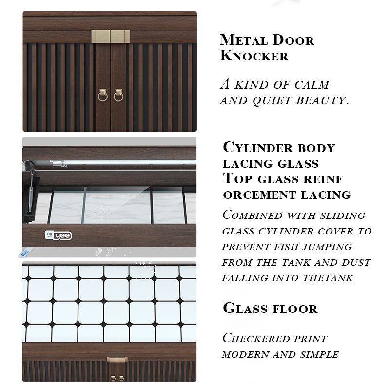 YEE Hot Sale New Chinese Style Multi Color Home Office Middle Large Glass Aquarium Fish Tank