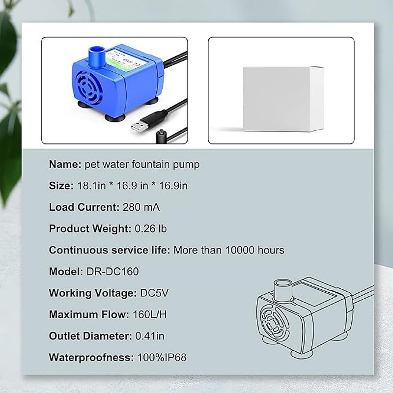 USB 5V Mini Submersible Water Pump Cat Water Fountain Pump Automatic Pet Water Dispenser Replacement Pump
