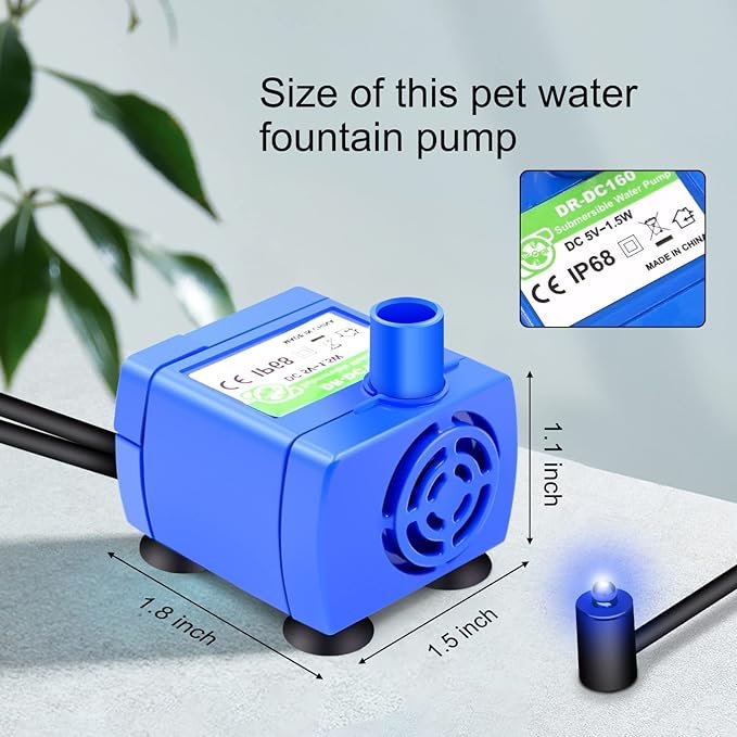 USB 5V Mini Submersible Water Pump Cat Water Fountain Pump Automatic Pet Water Dispenser Replacement Pump