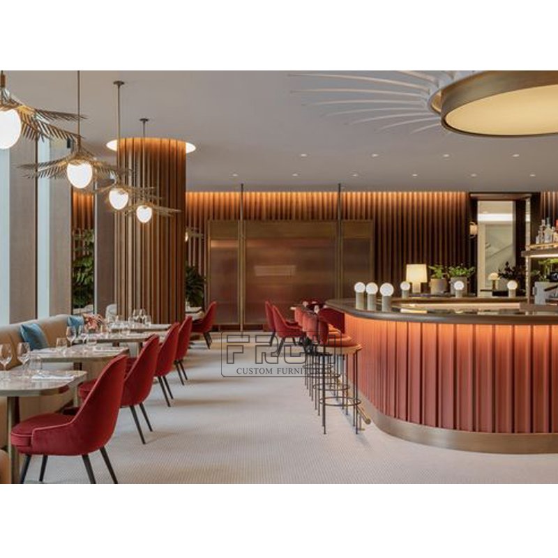 Custom Wooden Pub Bar Furniture Modern Night Club aquarium Salad Cafe bar counter restaurant Design