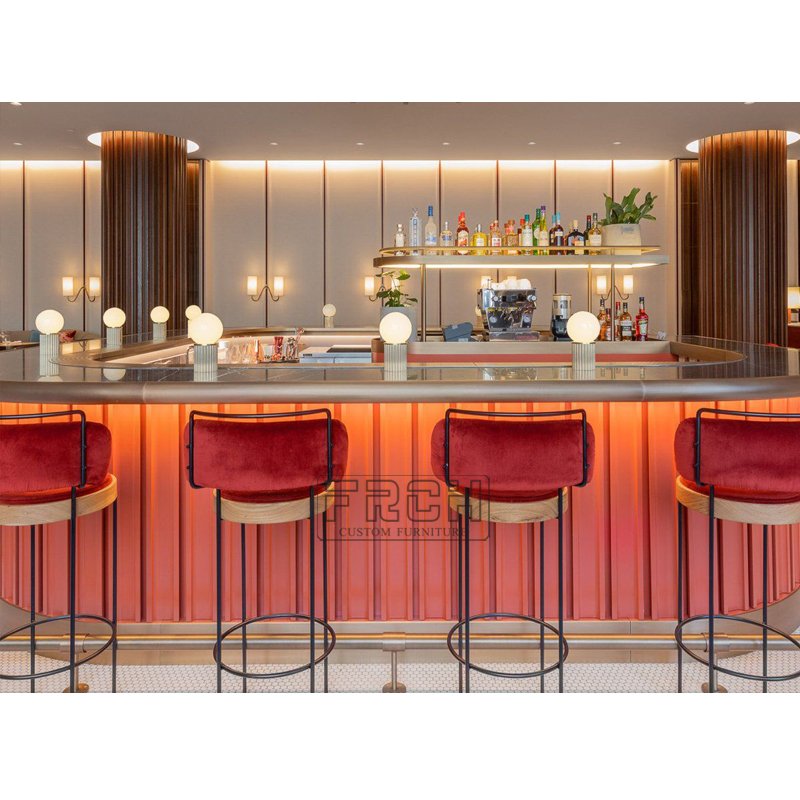 Custom Wooden Pub Bar Furniture Modern Night Club aquarium Salad Cafe bar counter restaurant Design