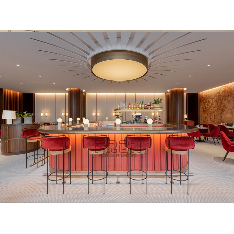 Custom Wooden Pub Bar Furniture Modern Night Club aquarium Salad Cafe bar counter restaurant Design