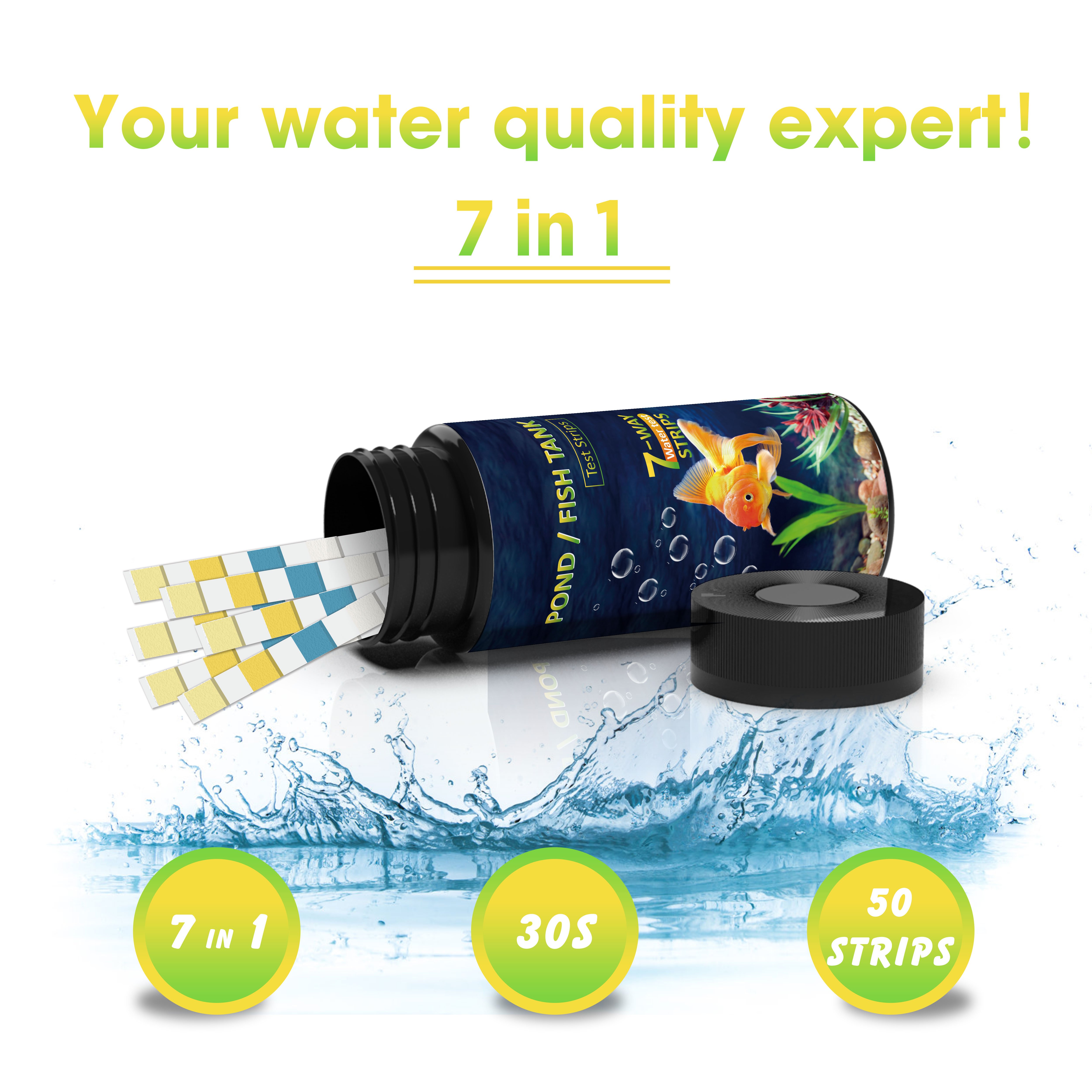 Aquarium fish pond test strips 7 way water test kit for freshwater & salt water