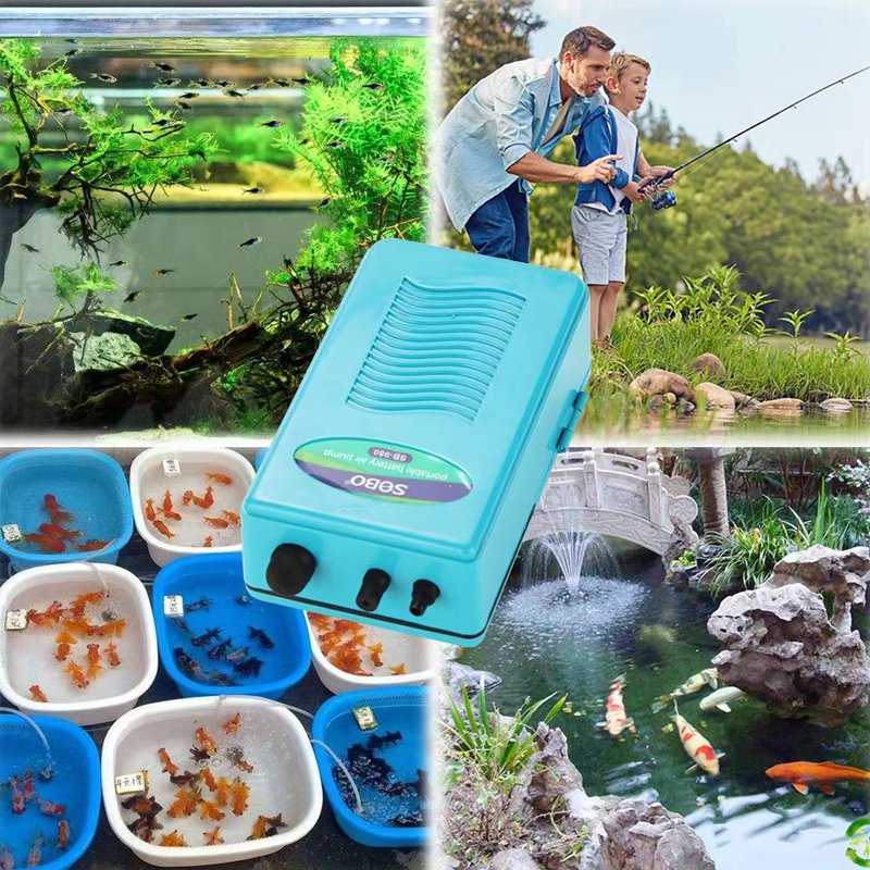 SOBO Portable Aquarium Fish Tank Small Silent DC Oxygen Air Pump Battery Backup Operated Air Diffuser Pump Accessories