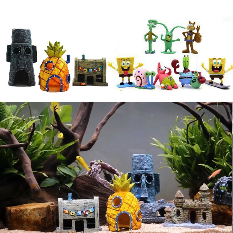 Cartoon Fish Tank Aquarium Decoration Anime House for Fish Tank Pineapple House Home Ornaments Aquarium Accessories Fish