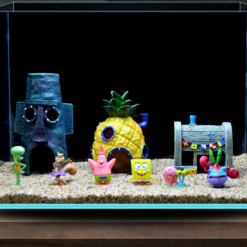Cartoon Fish Tank Aquarium Decoration Anime House for Fish Tank Pineapple House Home Ornaments Aquarium Accessories Fish