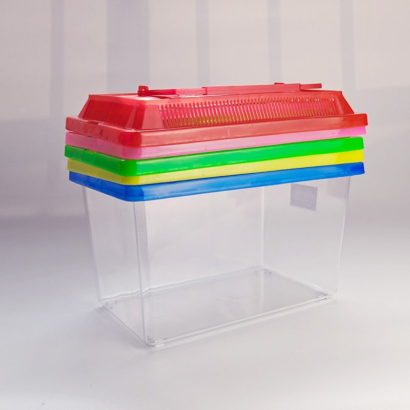 15cm Reptile Plastic Cage Terrariums Handheld Aquarium Feeding Box Household Small Pet Fish Tank
