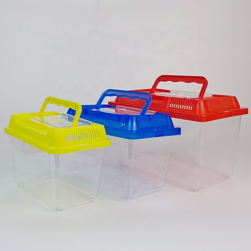 15cm Reptile Plastic Cage Terrariums Handheld Aquarium Feeding Box Household Small Pet Fish Tank