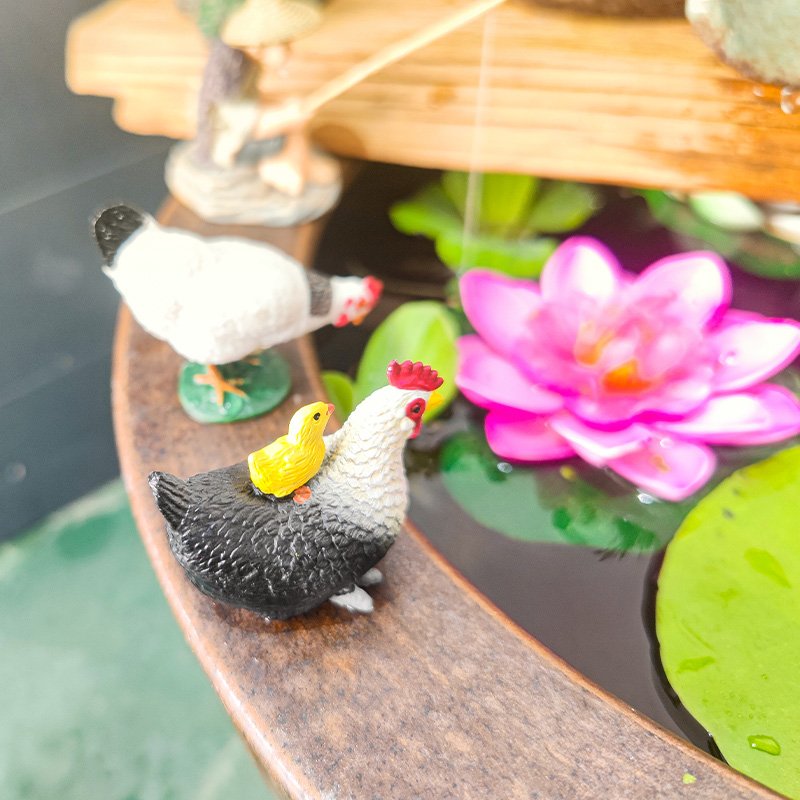 In Stock Simulation animal ornaments mini hen rooster micro landscape decoration aquariums & accessories
