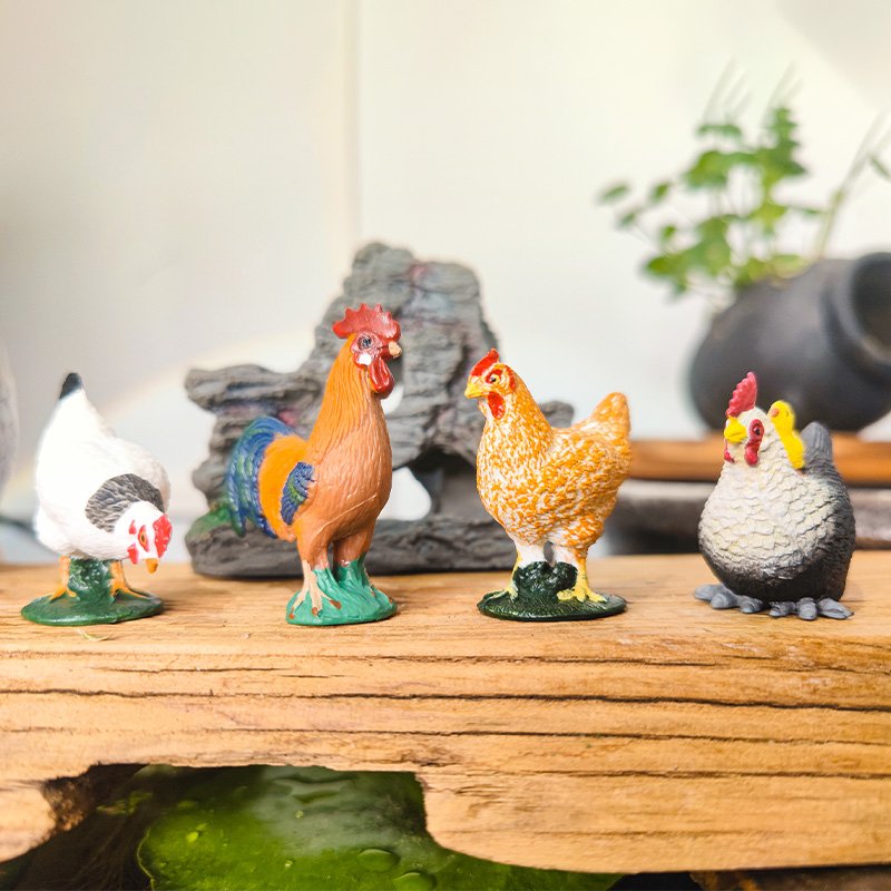 In Stock Simulation animal ornaments mini hen rooster micro landscape decoration aquariums & accessories