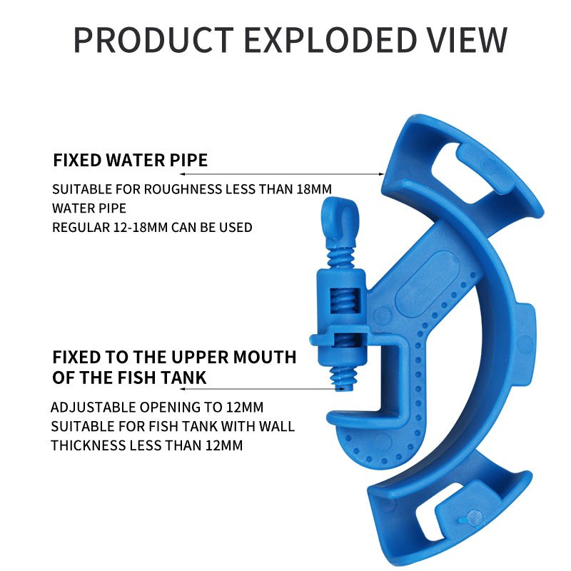 ZRDR Aquarium Water Tube Clamp Adjustable Plastic Fish Tank Pipe Holder Fixed Clips Blue