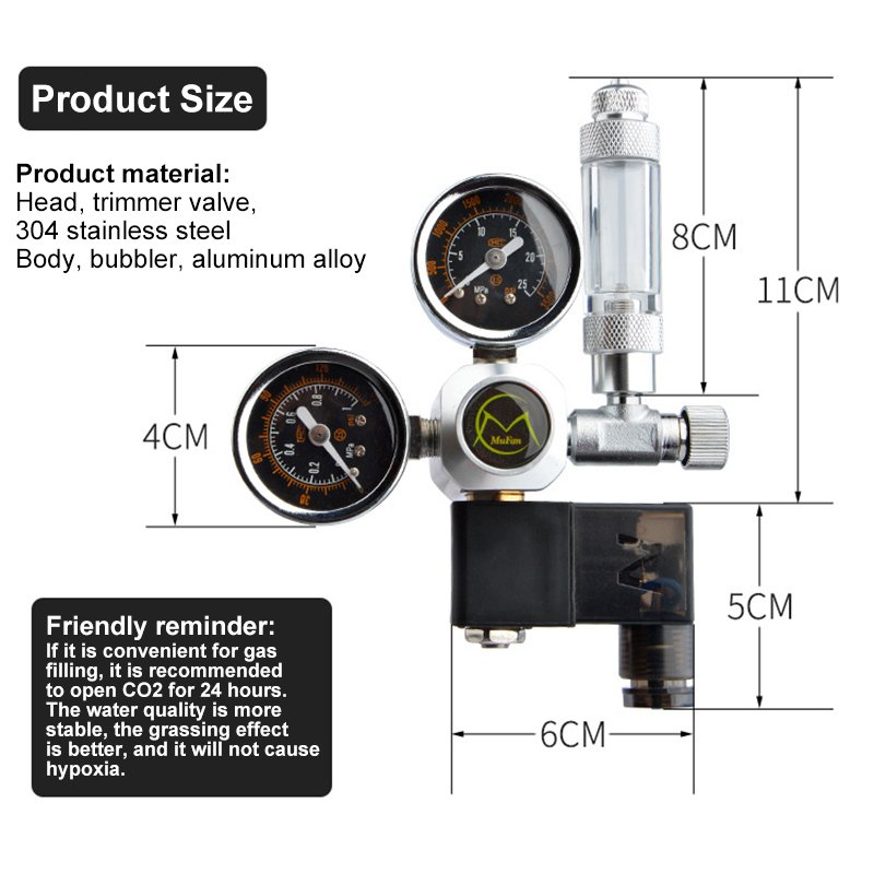 DIY Fish Tank Accessories Stainless Steel Aquarium CO2 Solenoid Valve Regulator Magnetic Check Valve Ozone Generator System Kit