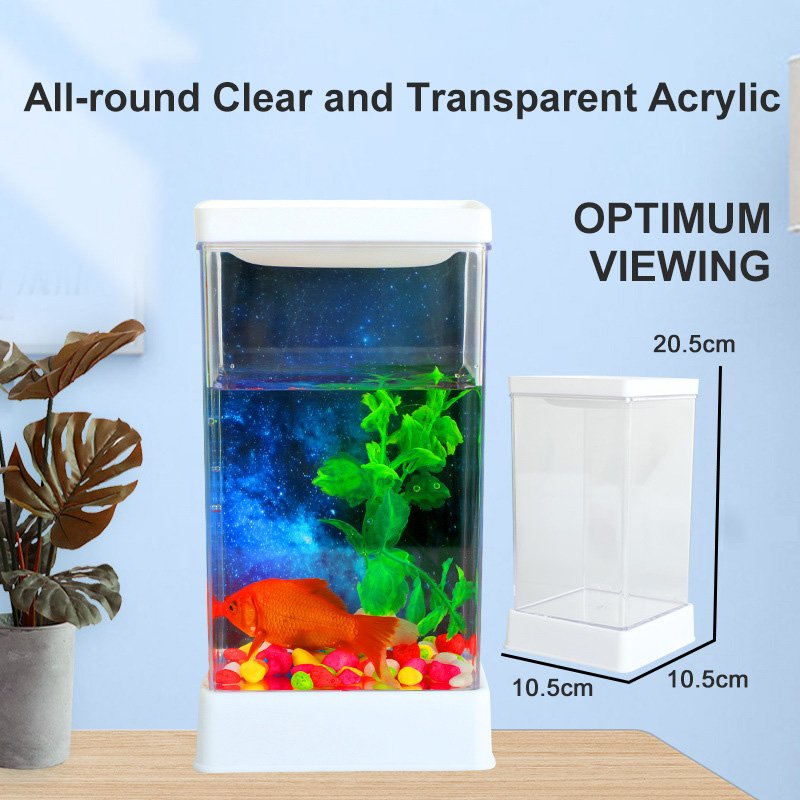 Aquarium Fish Tank LED 8 Light Colors USB Switch Replaceable Background Home Office Artificial Aquatic Plant Desk Table Fishbowl