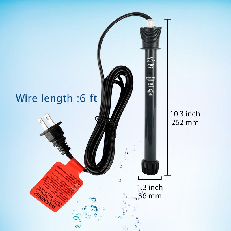 Heto HA-75 Fish and Shrimp Fish Raising Equipment Fish Heater with Glass Heto Quartz glass adjustable Heater