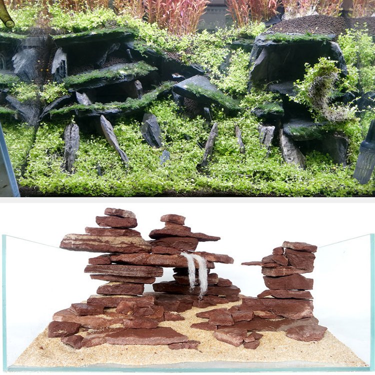 Aquarium stone Ornament Garden Landscaping Lake Slabs black dragon Slate Rocks for Fish Tank